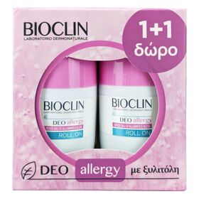 Bioclin Deo Allergy Roll On 1+1 Δώρο αποσμητικό χωρίς αλκοόλ